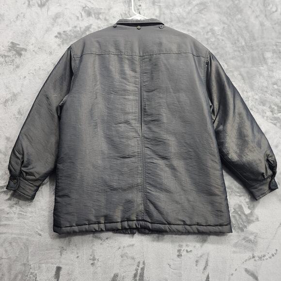 Vintage Fashion Crossroads Coat Womens L Gray Silver Iridescent Shimmer Full Zip - Picture 8 of 14